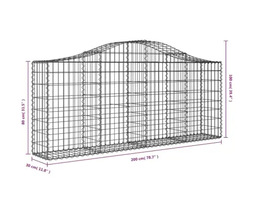 Kaarekujulised Gabioonkorvid 7 Tk, 200X30X80/100 cm Raud