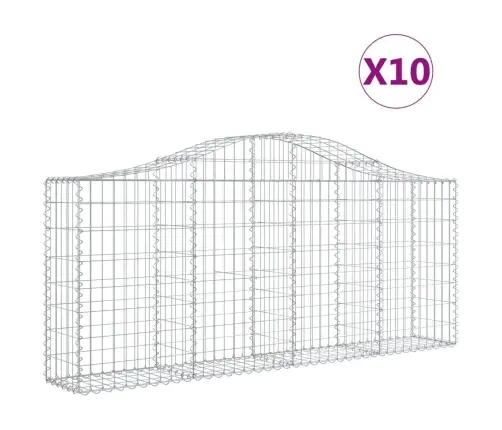 Arkveida Gabiona Grozi, 10 Gb., 200X30X80/100Cm, Cinkota Dzelzs Vidaxl