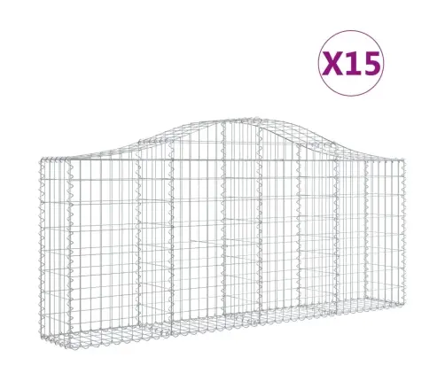 Arkveida Gabiona Grozi, 15 Gb., 200X30X80/100Cm, Cinkota Dzelzs Vidaxl
