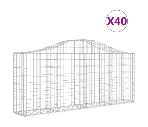 Arkveida Gabiona Grozi, 40 Gb., 200X30X80/100Cm, Cinkota Dzelzs Vidaxl