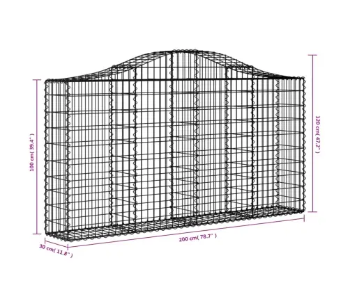 Arkveida Gabiona Grozi, 4 Gb., 200X30X100/120Cm, Cinkota Dzelzs Vidaxl