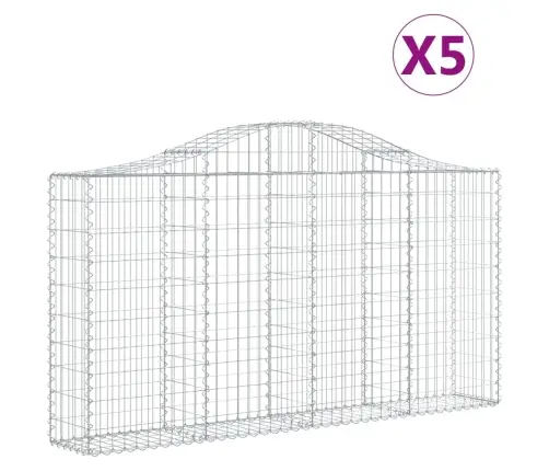 Arkveida Gabiona Grozi, 5 Gb., 200X30X100/120Cm, Cinkota Dzelzs Vidaxl