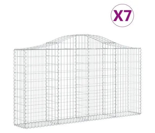 Išlenkti Gabiono Krepšiai, 7Vnt., 200X30X100/120cm Geležis