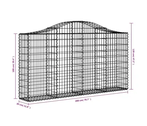 Arkveida Gabiona Grozi, 8 Gb., 200X30X100/120Cm, Cinkota Dzelzs Vidaxl