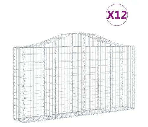 Išlenkti Gabiono Krepšiai, 12Vnt., 200X30X100/120cm Geležis