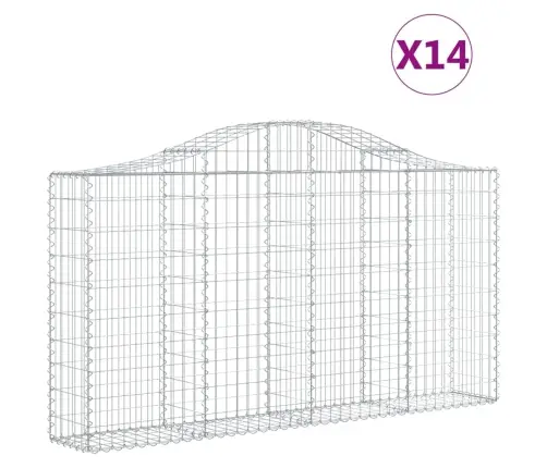 Arkveida Gabiona Grozi, 14Gb., 200X30X100/120Cm, Cinkota Dzelzs Vidaxl