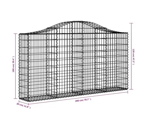 Arkveida Gabiona Grozi, 14Gb., 200X30X100/120Cm, Cinkota Dzelzs Vidaxl