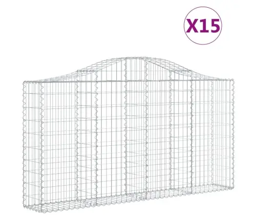 Arkveida Gabiona Grozi, 15Gb., 200X30X100/120Cm, Cinkota Dzelzs Vidaxl