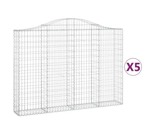 Išlenkti Gabiono Krepšiai, 5Vnt., 200X30X140/160cm Geležis