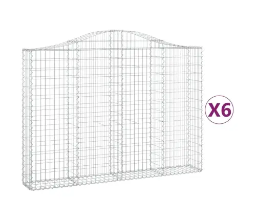 Arkveida Gabiona Grozi, 6 Gb., 200X30X140/160Cm, Cinkota Dzelzs Vidaxl