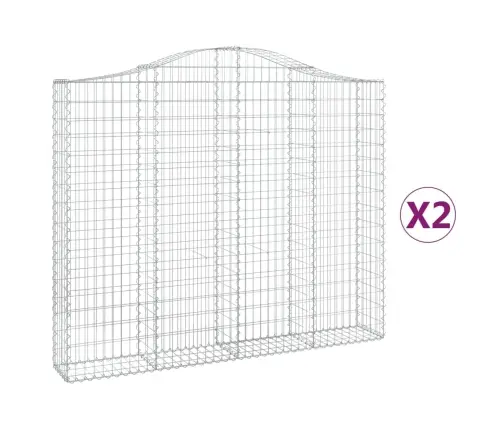 Arkveida Gabiona Grozi, 2 Gb., 200X30X160/180Cm, Cinkota Dzelzs Vidaxl