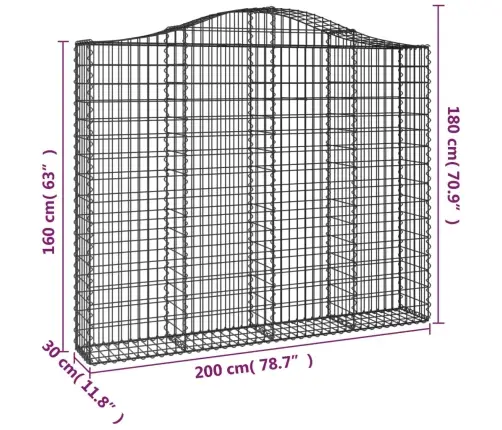 Kaarekujulised Gabioonkorvid 3 Tk, 200X30X160/180 cm Raud