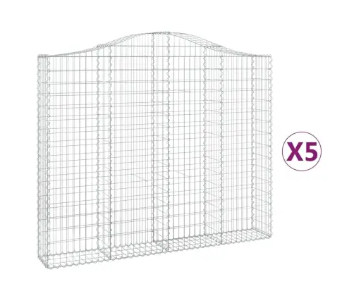 Arkveida Gabiona Grozi, 5 Gb., 200X30X160/180Cm, Cinkota Dzelzs Vidaxl