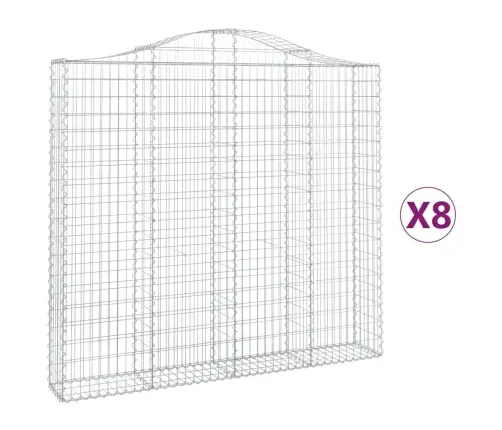 Išlenkti Gabiono Krepšiai, 8Vnt., 200X30X180/200cm Geležis