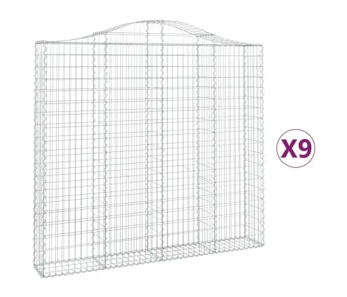 Arkveida Gabiona Grozi, 9 Gb., 200X30X180/200Cm, Cinkota Dzelzs Vidaxl