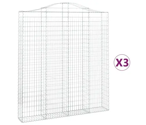 Išlenkti Gabiono Krepšiai, 3Vnt., 200X30X220/240cm Geležis