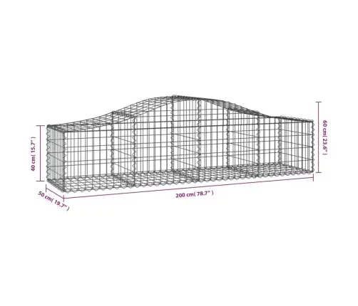 Kaarekujulised Gabioonkorvid 2 Tk, 200X50X40/60 cm Raud