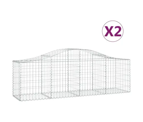 Arkveida Gabiona Grozi, 2 Gb., 200X50X60/80 Cm, Cinkota Dzelzs Vidaxl