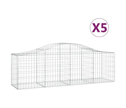 Arkveida Gabiona Grozi, 5 Gb., 200X50X60/80 Cm, Cinkota Dzelzs Vidaxl