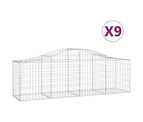 Arkveida Gabiona Grozi, 9 Gb., 200X50X60/80 Cm, Cinkota Dzelzs Vidaxl