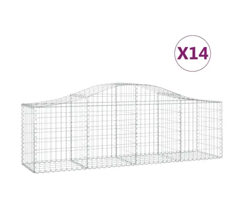 Išlenkti Gabiono Krepšiai, 14Vnt., 200X50X60/80cm Geležis