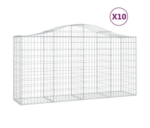 Arkveida Gabiona Grozi, 10Gb., 200X50X100/120Cm, Cinkota Dzelzs Vidaxl