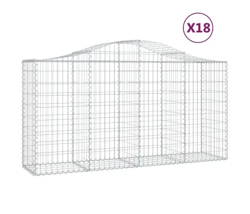 Išlenkti Gabiono Krepšiai, 18Vnt., 200X50X100/120cm Geležis