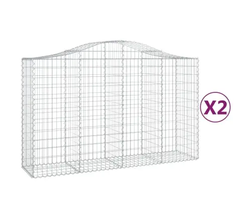 Išlenkti Gabiono Krepšiai, 2Vnt., 200X50X120/140cm Geležis