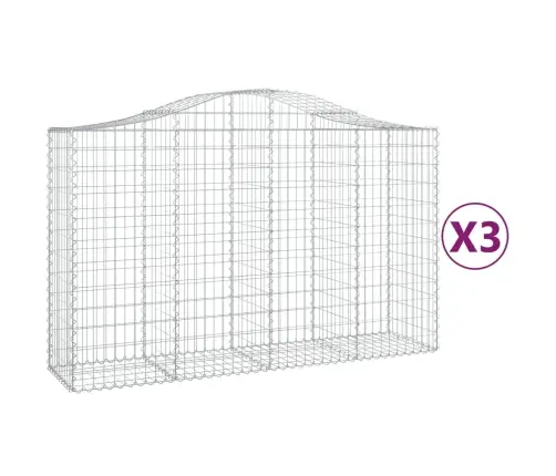 Arkveida Gabiona Grozi, 3 Gb., 200X50X120/140Cm, Cinkota Dzelzs Vidaxl