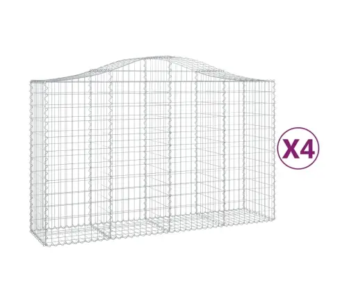 Arkveida Gabiona Grozi, 4 Gb., 200X50X120/140Cm, Cinkota Dzelzs Vidaxl