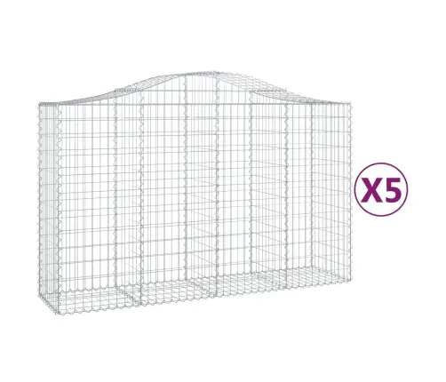 Išlenkti Gabiono Krepšiai, 5Vnt., 200X50X120/140cm Geležis