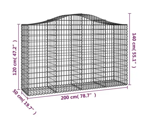 Arkveida Gabiona Grozi, 8 Gb., 200X50X120/140Cm, Cinkota Dzelzs Vidaxl