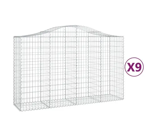 Arkveida Gabiona Grozi, 9 Gb., 200X50X120/140Cm, Cinkota Dzelzs Vidaxl