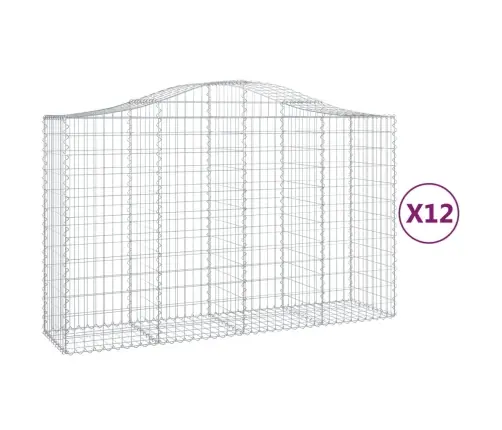 Arkveida Gabiona Grozi, 12Gb., 200X50X120/140Cm, Cinkota Dzelzs Vidaxl