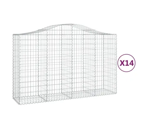 Arkveida Gabiona Grozi, 14Gb., 200X50X120/140Cm, Cinkota Dzelzs Vidaxl