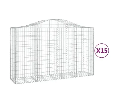 Arkveida Gabiona Grozi, 15Gb., 200X50X120/140Cm, Cinkota Dzelzs Vidaxl