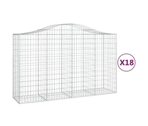 Išlenkti Gabiono Krepšiai, 18Vnt., 200X50X120/140cm Geležis