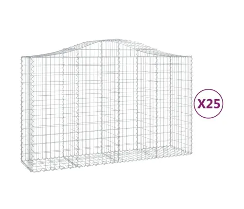 Arkveida Gabiona Grozi, 25Gb., 200X50X120/140Cm, Cinkota Dzelzs Vidaxl