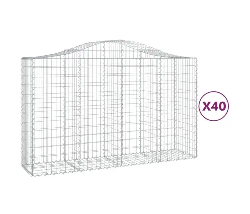 Arkveida Gabiona Grozi, 40 G., 200X50X120/140Cm, Cinkota Dzelzs Vidaxl