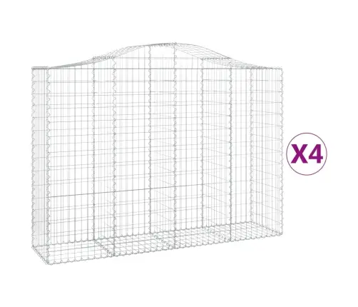 Išlenkti Gabiono Krepšiai, 4Vnt., 200X50X140/160cm Geležis