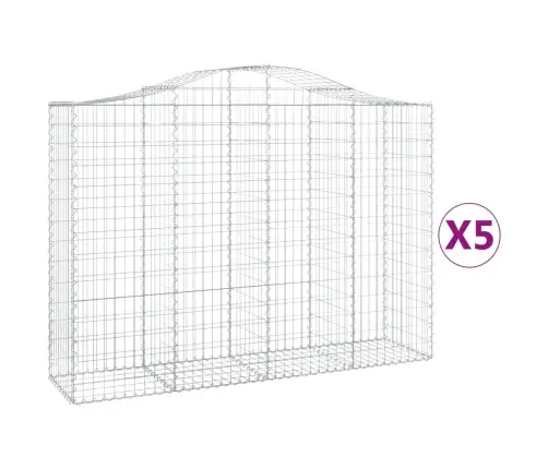 Arkveida Gabiona Grozi, 5 Gb., 200X50X140/160Cm, Cinkota Dzelzs Vidaxl