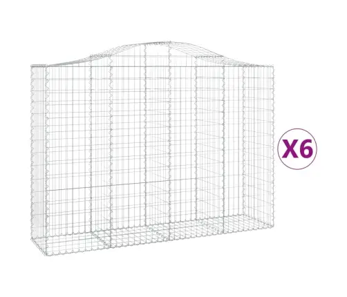 Arkveida Gabiona Grozi, 6 Gb., 200X50X140/160Cm, Cinkota Dzelzs Vidaxl