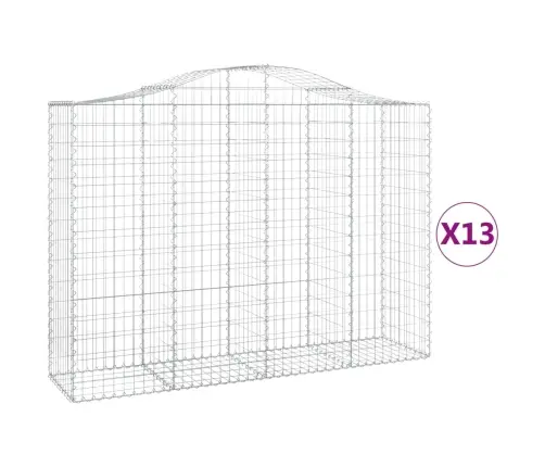 Arkveida Gabiona Grozi, 13Gb., 200X50X140/160Cm, Cinkota Dzelzs Vidaxl