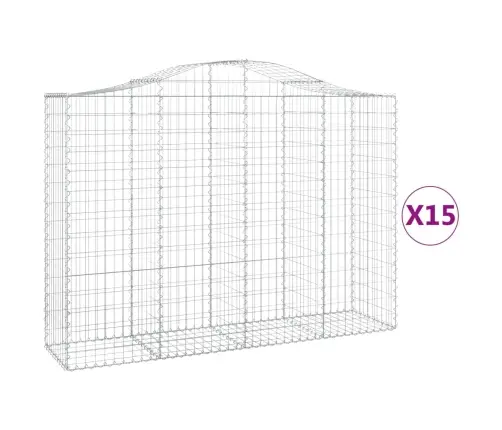 Arkveida Gabiona Grozi, 15Gb., 200X50X140/160Cm, Cinkota Dzelzs Vidaxl