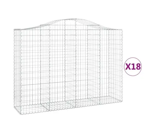 Išlenkti Gabiono Krepšiai, 18Vnt., 200X50X140/160cm Geležis