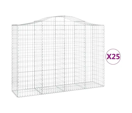 Arkveida Gabiona Grozi, 25Gb., 200X50X140/160Cm, Cinkota Dzelzs Vidaxl