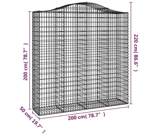 Išlenkti Gabiono Krepšiai, 6Vnt., 200X50X200/220cm Geležis