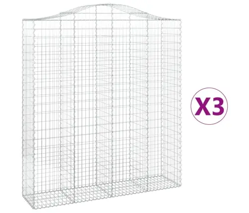 Arkveida Gabiona Grozi, 3 Gb., 200X50X220/240Cm, Cinkota Dzelzs Vidaxl