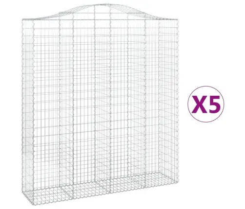 Arkveida Gabiona Grozi, 5 Gb., 200X50X220/240Cm, Cinkota Dzelzs Vidaxl