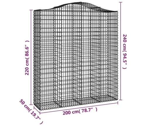 Arkveida Gabiona Grozi, 8 Gb., 200X50X220/240Cm, Cinkota Dzelzs Vidaxl
